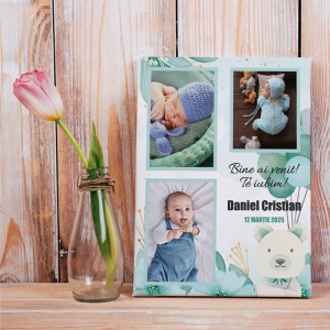 Tablou Canvas Personalizat - Colaj 3 poze nastere baietel - Img 4