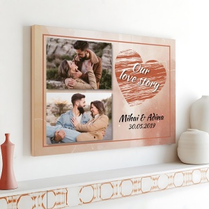 Tablou Canvas Personalizat - Our Love Story (poze, nume si data) - Img 5