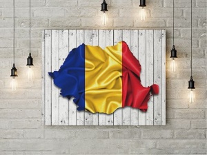 Tablou Canvas Romania Steag Si Contur - Img 2