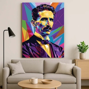 Tablou Canvas - Tesla Polygonal Portrait - Img 3