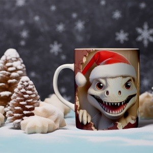 Cana De Craciun - Angry Dino with Christmas Hat - Img 2