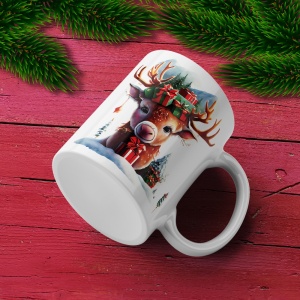 Cana De Craciun - Cute Watercolor Reindeer with Presents - Img 3