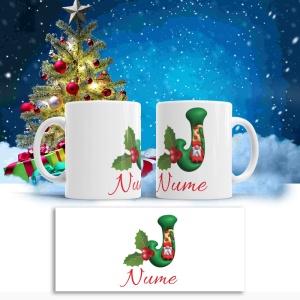 Cana De Craciun - Litere cu gnomi J (nume personalizat) - Img 2