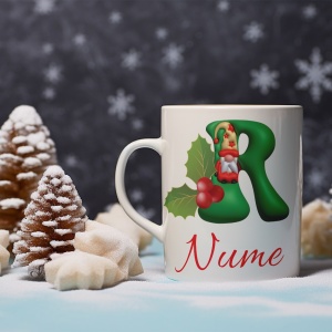 Cana De Craciun - Litere cu gnomi R (nume personalizat)
