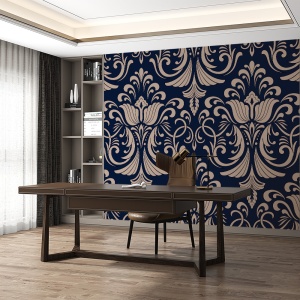 Fototapet - Elegant floral patterns on blue background (FTD1000280)