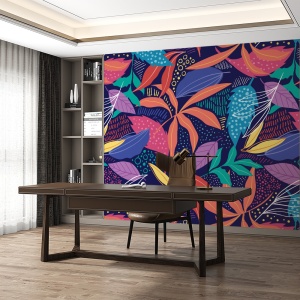 Fototapet - Hand drawn colorful abstract leaves pattern (FTD1000345) - Img 2