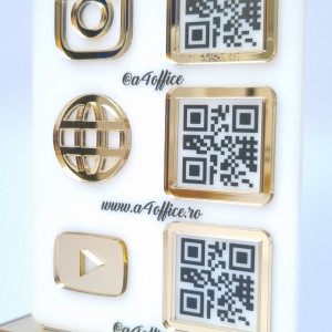 Meniu de birou din plexi cu accesorii aurii - Img 2