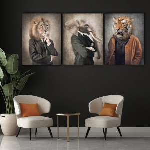 Set 3 Tablouri Canvas - Animale exotice personificate - Img 3