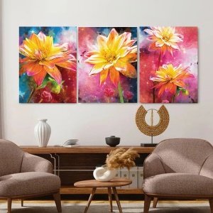 Set 3 Tablouri Canvas - Rainbow flowers - Img 4