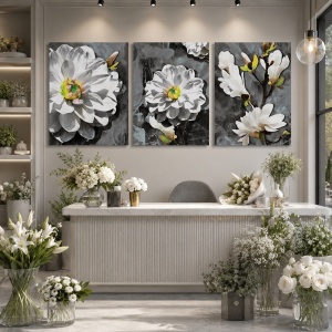 Set 3 Tablouri Canvas - Set cu magnolii albe - Img 1