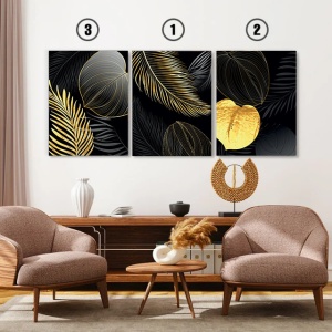 Set 3 Tablouri Golden exotic jungle - Img 3