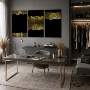 Set 3 Tablouri Golden snake skin