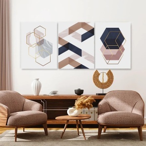 Set 3 Tablouri - Minimalist hexagones and shapes - Img 2