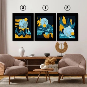 Set 3 Tablouri Spatial golden landscape - Img 2