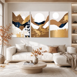 Set Tablouri Canvas - Golden Autumn Abstract Landcsape