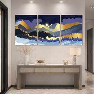 Set Tablouri Canvas - Magical Sunrise Over Golden Mountains