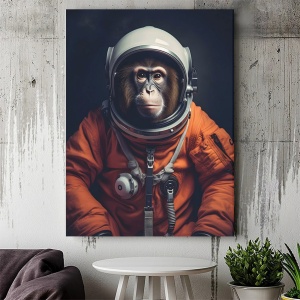 Tablou Animale Fantastice - Astro Monkey in Orange Suit - Img 3