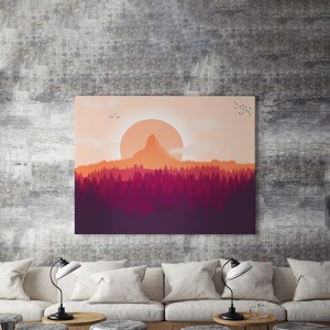 Tablou Canvas Cerb Si Apus Violet - Img 4