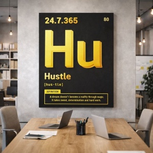 Tablou Canvas Motivational - Hustle (gold)
