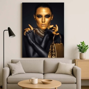 Tablou Canvas - The lady with a golden bag - Img 3