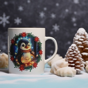 Cana De Craciun - Cute Baby Penguin with Lights (mesaj personalizat) - Img 3