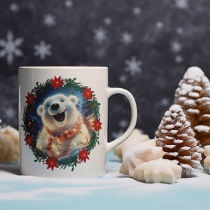 Cana De Craciun - Cute Baby Polar Bear (mesaj personalizat)