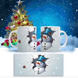 Cana De Craciun - Cute Snowman with Blue Hat