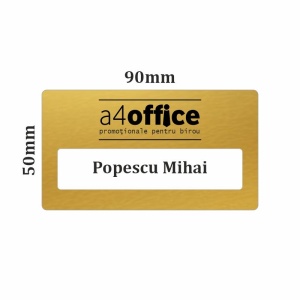Ecuson personalizat gravat insertie de nume 9x5cm, auriu - Img 2