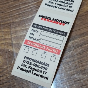 Etichete adezive pentru revizie autoturisme