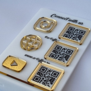 Meniu de birou din plexi cu accesorii aurii - Img 3
