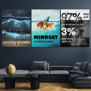 Pachet tablouri canvas motivationale - set 3 tablouri Curaj, Mindset si Cine renunta