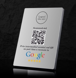 Plachetă Argintie Personalizată cu Recenzie Google