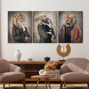 Set 3 Tablouri Canvas - Animale exotice personificate - Img 4