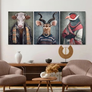 Set 3 Tablouri Canvas - Animale personificate - Img 4