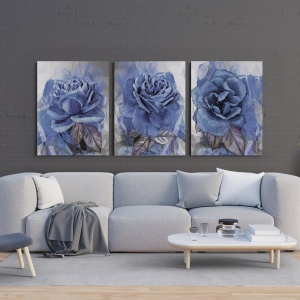 Set 3 Tablouri Canvas - Blue watercolor roses - Img 2