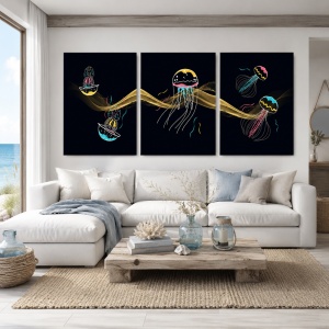 Set 3 Tablouri meduze