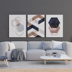 Set 3 Tablouri - Minimalist hexagones and shapes - Img 3