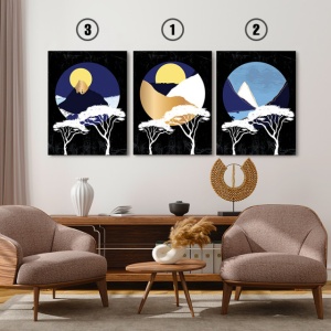 Set Tablouri Canvas - Abstract Circles And Trees - Img 4