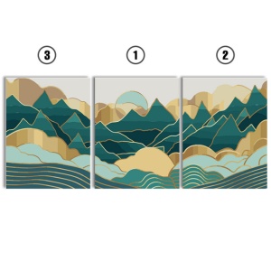 Set Tablouri Canvas - Pastel Green And Golden Mountains - Img 2