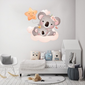 Sticker Copii - Cute mom and baby koala with a star
