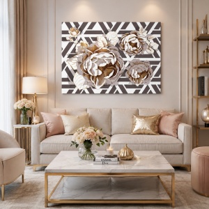 Tablou Canvas Golden Roses Mosaic