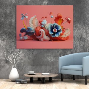 Tablou Canvas Modern Abstract - 3D Clay flowers
