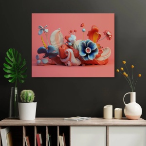 Tablou Canvas Modern Abstract - 3D Clay flowers - Img 2