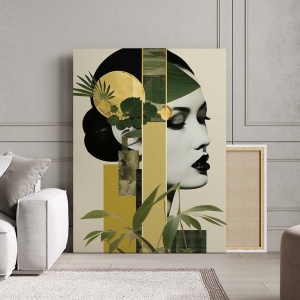 Tablou Canvas Modern Abstract - Abstract vintage portrait with gold - Img 2