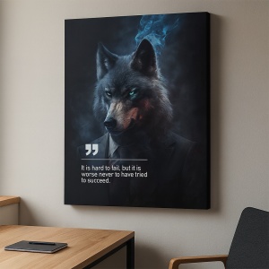 Tablou Canvas Personalizat - Business Animals - Wolf (smoke)