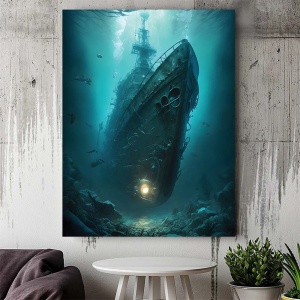 Tablou Canvas - The mermaid and the dolphin - Img 4