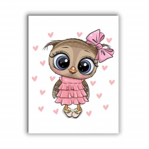 Tablou Copii - Cute Pink Owl - Img 2