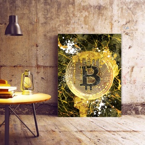 Tablou Motivational - Bitcoin (golden marble splash) - Img 3