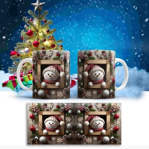 Cana De Craciun - 3D Snowman in a Frame