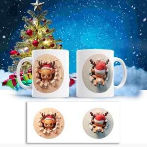 Cana De Craciun - Cute Small Reindeer Breaking the Mug - Img 2